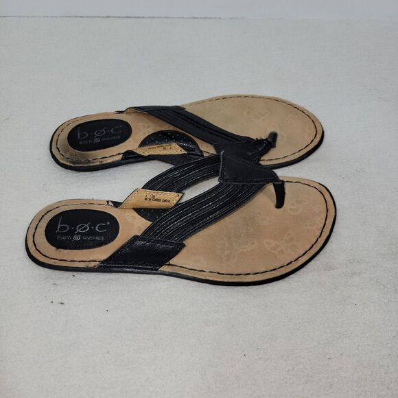 BOC Born Concept Shoes Womens 7M Black Thong Sandals Slip On Casual Comfort - Picture 2 of 11